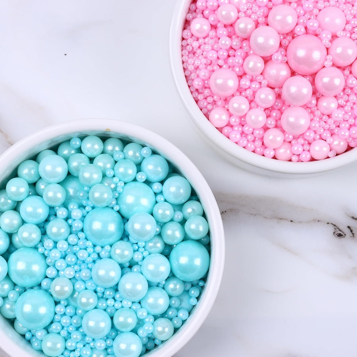 Edible Pink and Blue Sprinkles for Cake Decorating, Pink Pearl Sprinkles, Blue Pearl Sugar Sprinkles for Macaron, Cake, Cupcake, Waffles, Cookies, and Ice Cream(120g/4.2oz)