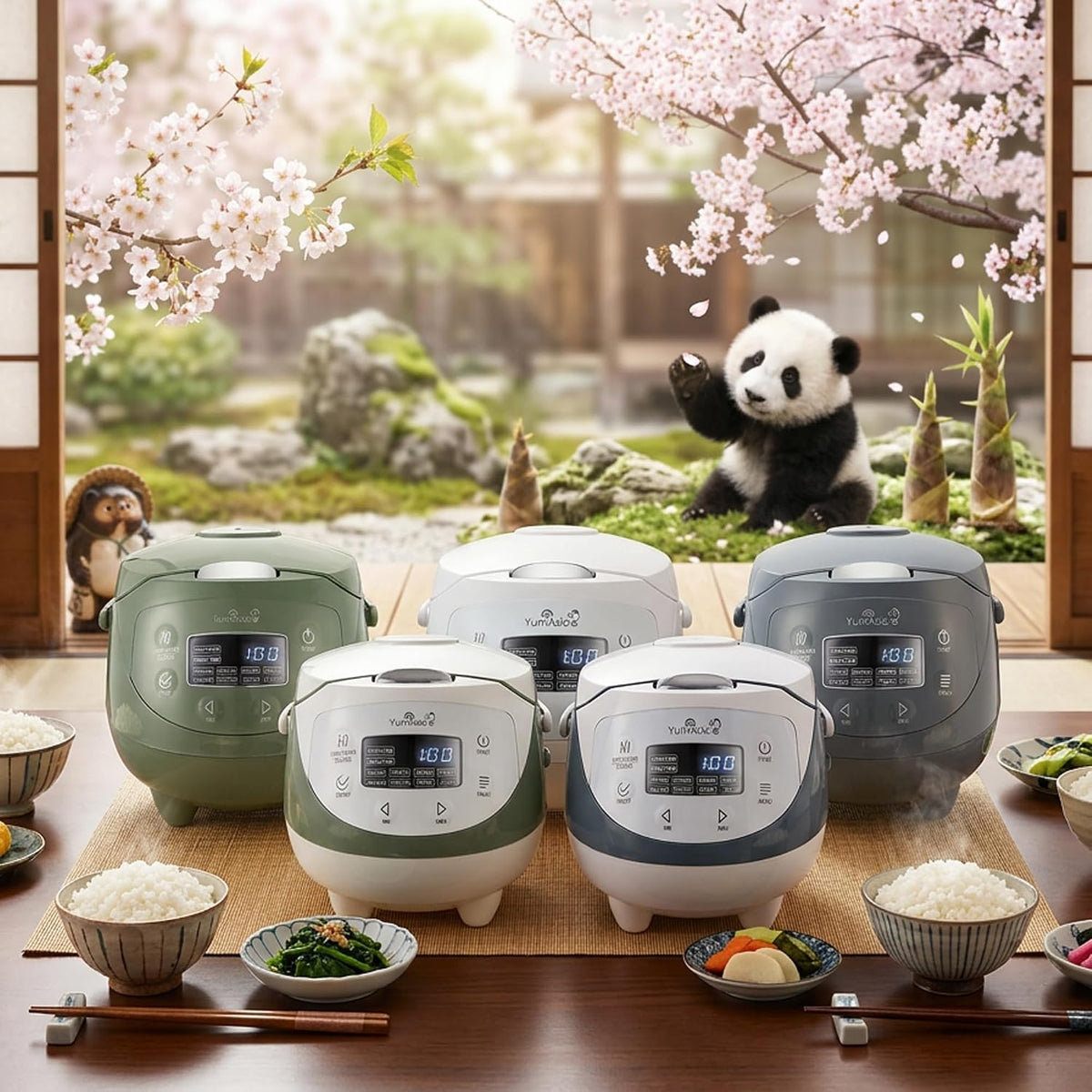 Yum Asia Sakura Rice Cooker with Ceramic Bowl and Advanced Fuzzy Logic (8 Cup, 1.5 Litre) 6 Rice Cook Functions, 6 Multicook Functions, Motouch LED Display, 120V Power (White and Siver)