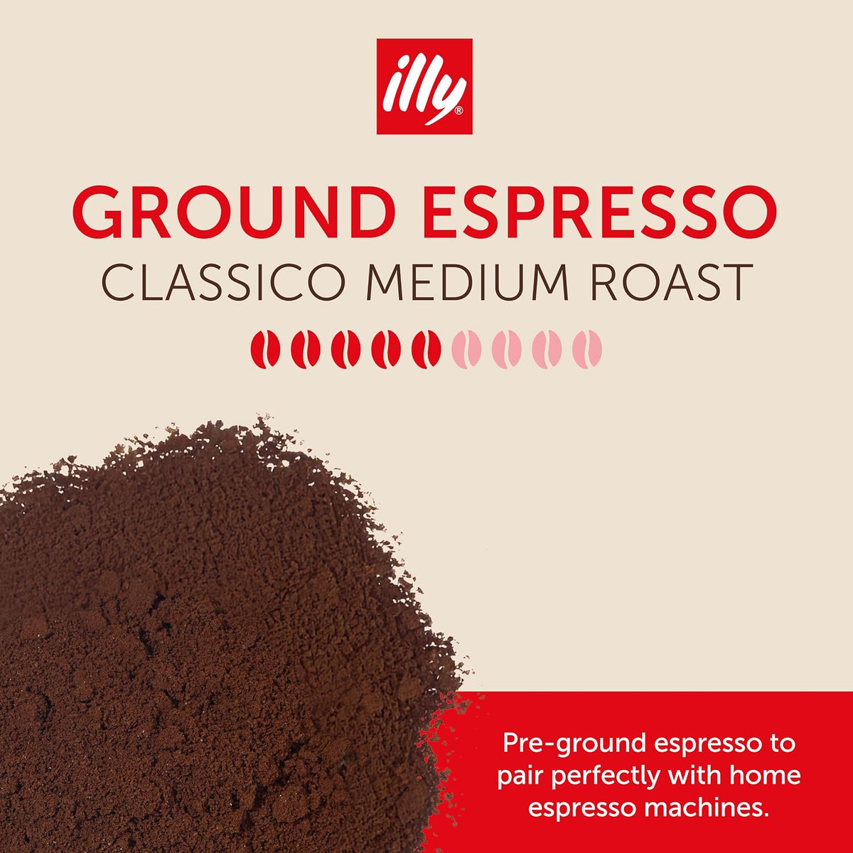 illy Ground Espresso Coffee, Classico Medium Roast, 8.8oz, 6 Pack | 100% Arabica, Premium Italian Coffee, Pre-Ground for Espresso Machines