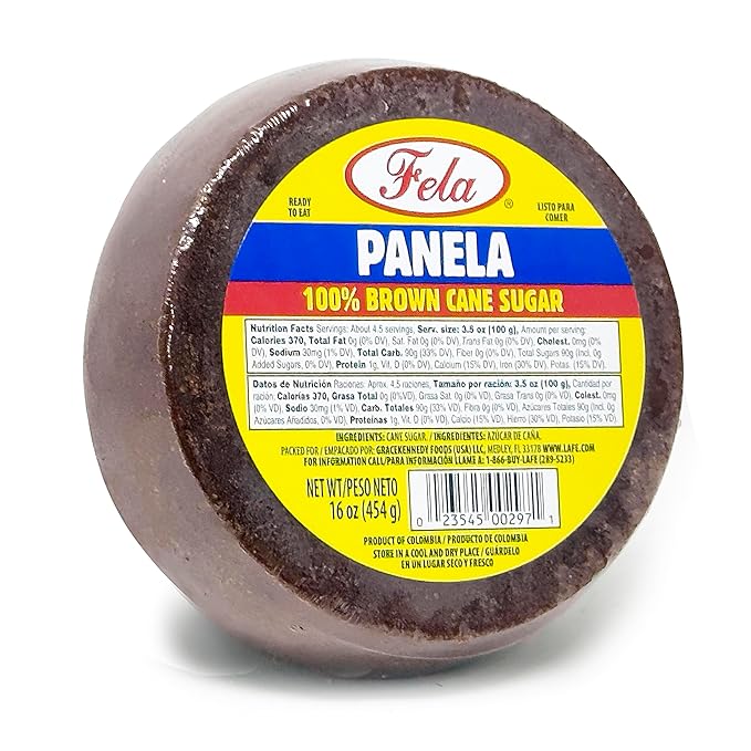 Fela Panela Brown Cane Sugar 16oz - Pure Brown Sugar Cane for Traditional Latin Cooking - Redonda Panela Colombiana