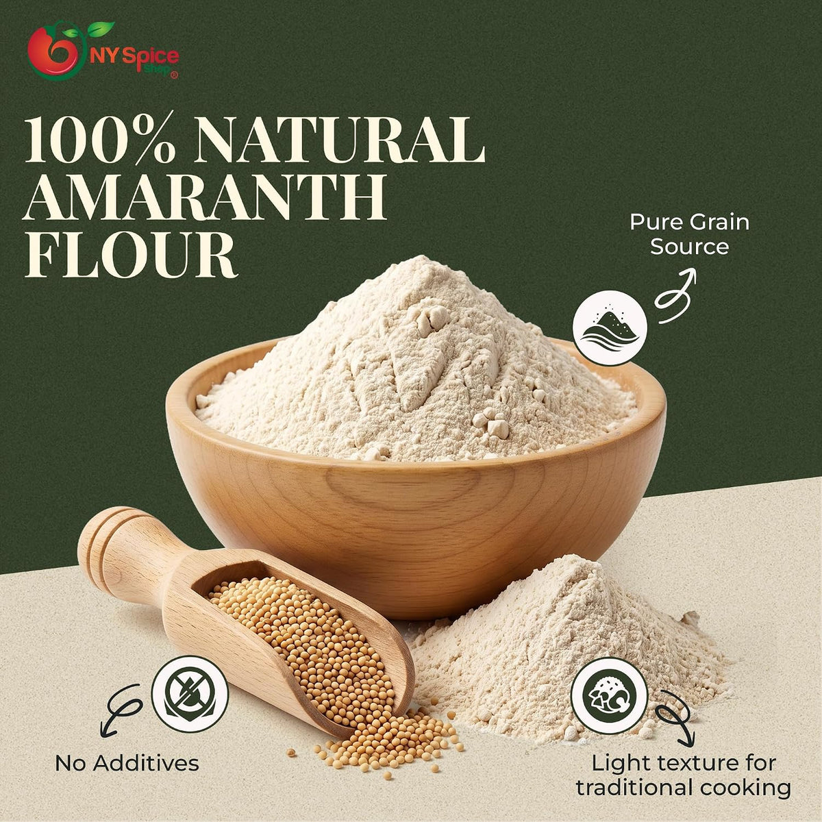 NY Spice Shop Amaranth Flour - 3 Pound Traditional Amaranth Powder - Finely Milled Nutty Flour - Finely Milled Nutty Flour