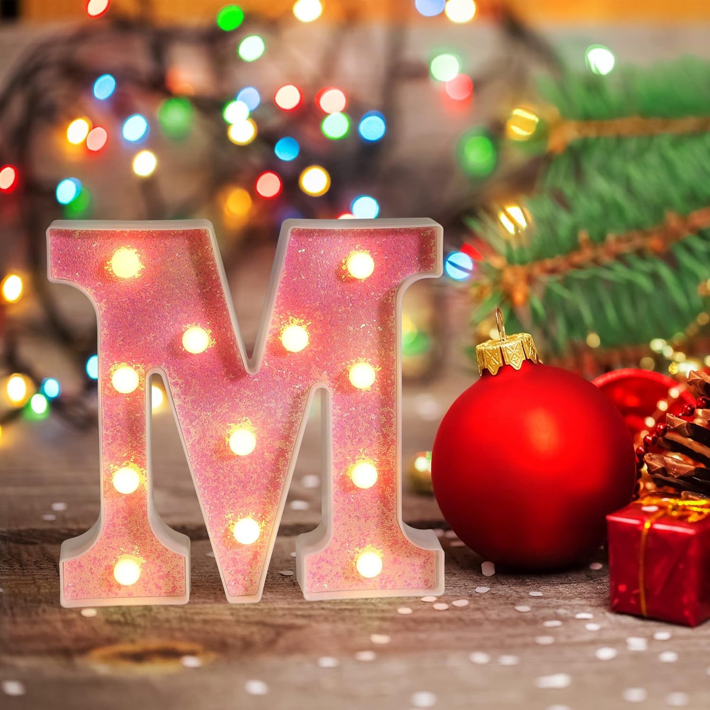Foaky Pink Light up Letters，Pink Party Decorations,Girls Room Decor,Glitter Light Up Letters,Alphabet Letter Sign for Night Light Birthday Party Girls Gifts, Home Bar Decoration（C）