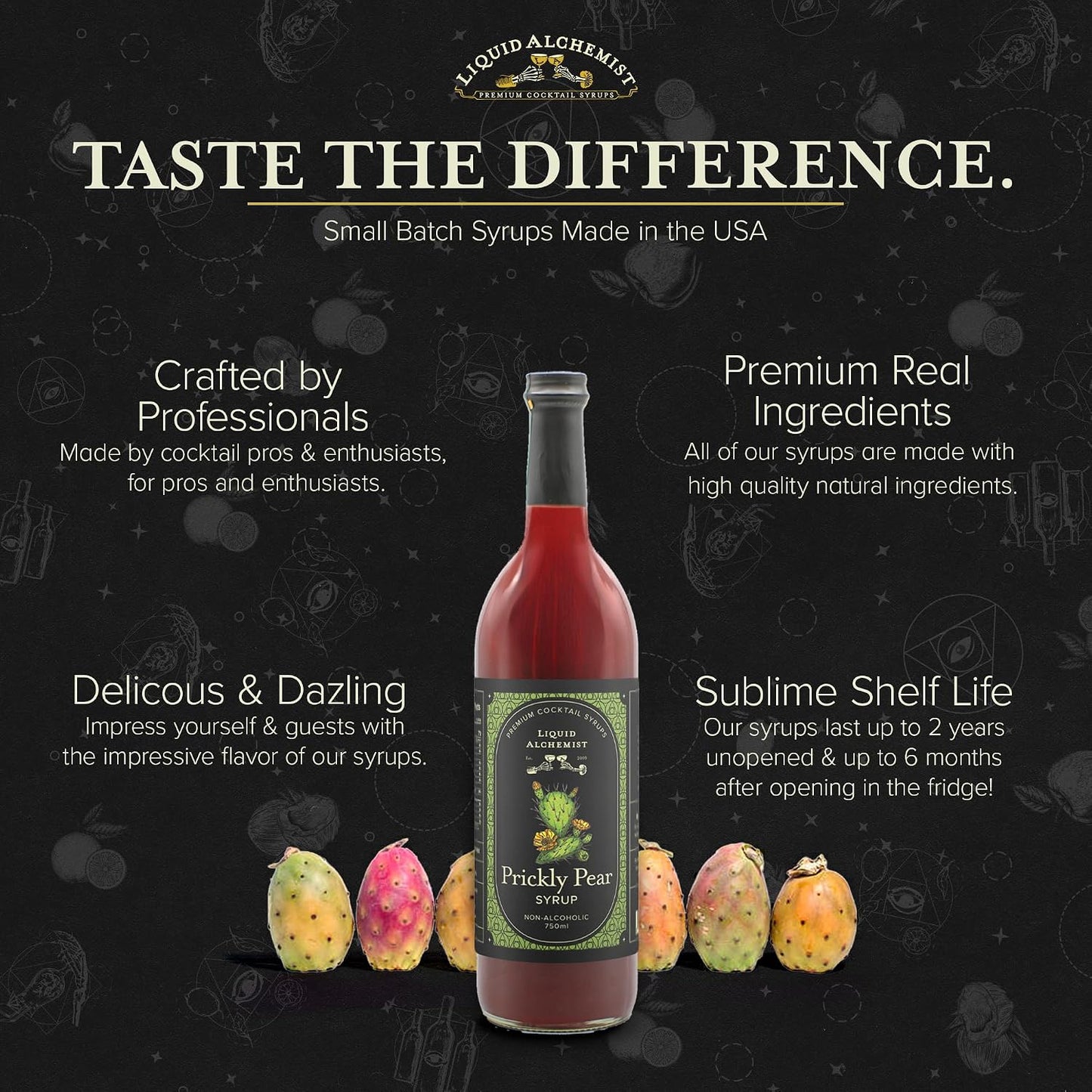 Liquid Alchemist Prickly Pear Syrup for Cocktails | Real Ingredients Make our Prickly Pear Puree a Perfect Margarita Mix | Small Batch, Non-GMO &amp; Vegan | 25.4 oz Drink Mixer, Pack of 1