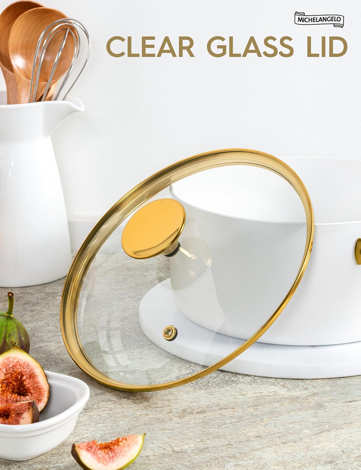 MICHELANGELO Sauce Pan with Lid, Nonstick Ceramic Saucepan Set-1Qt & 2Qt & 3Qt, Small Pots with Ergonomic Handle, Sauce Pans Sets Oven Safe, White