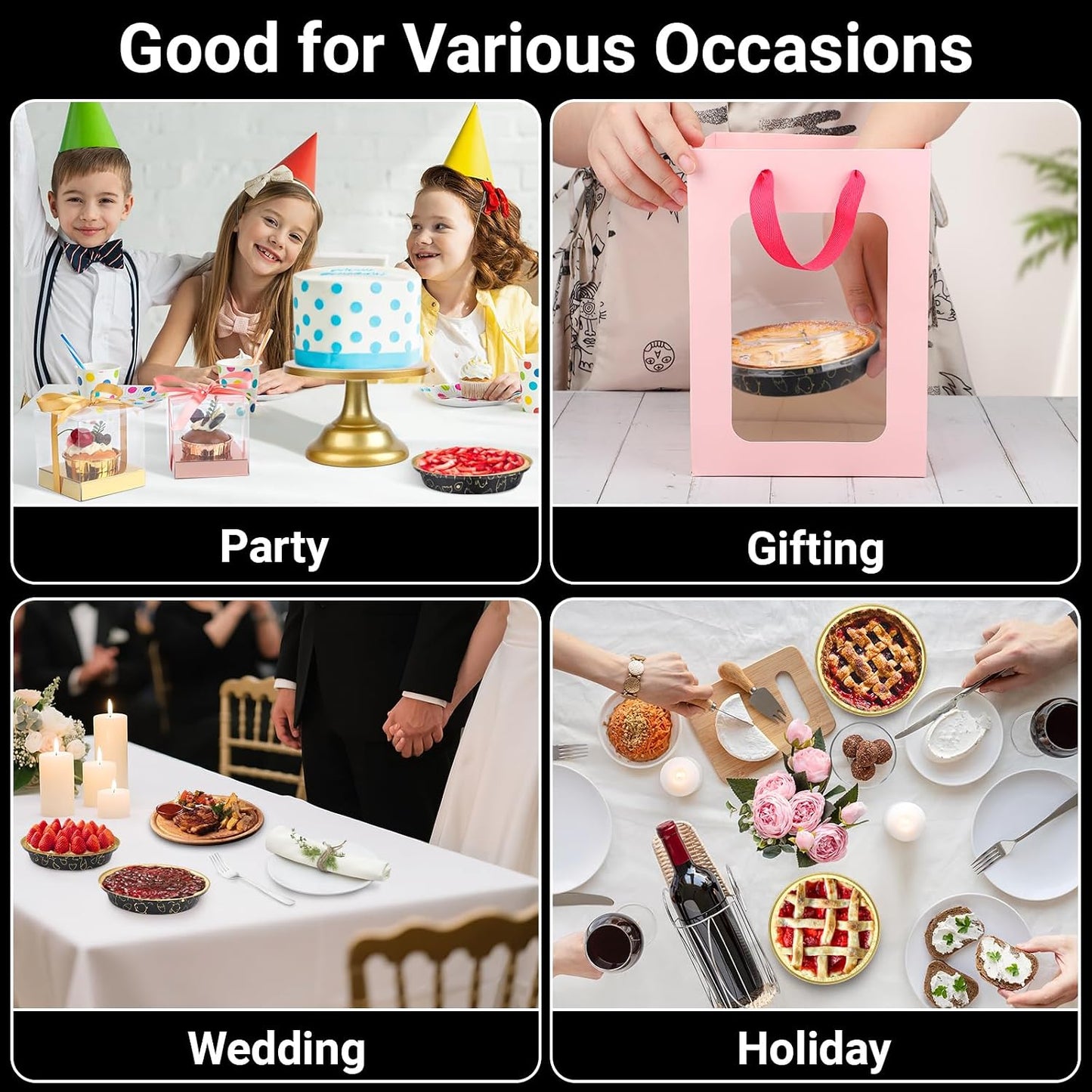 EUSOAR Mini Pie Pans with Lids, 25pcs 6 Inch Small Aluminum Pans Pie Pan Baking Cups, 10oz Muffin Liners Foil Ramekins Cupcakes Liners Bread Pudding Round Holders Cups for Wedding Birthday Party