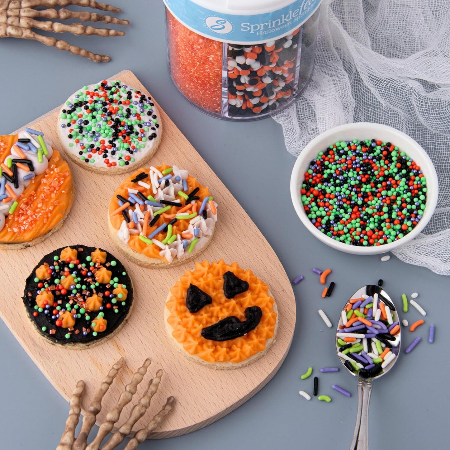 Sweets Indeed Halloween 6-Cell Sprinkle Jar – 6 Variety Sprinkle Compartments | Edible Cake Decorations for Cupcakes, Cookies, Cakes &amp; Desserts | 6.45 oz