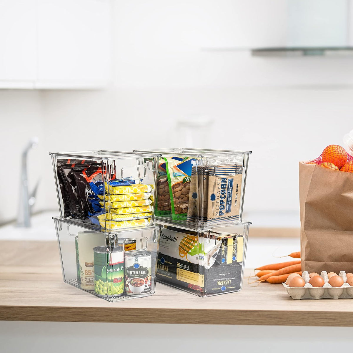 ClearSpace Plastic Storage Bins with Lids for Pantry &amp; Fridge, 4 Pack