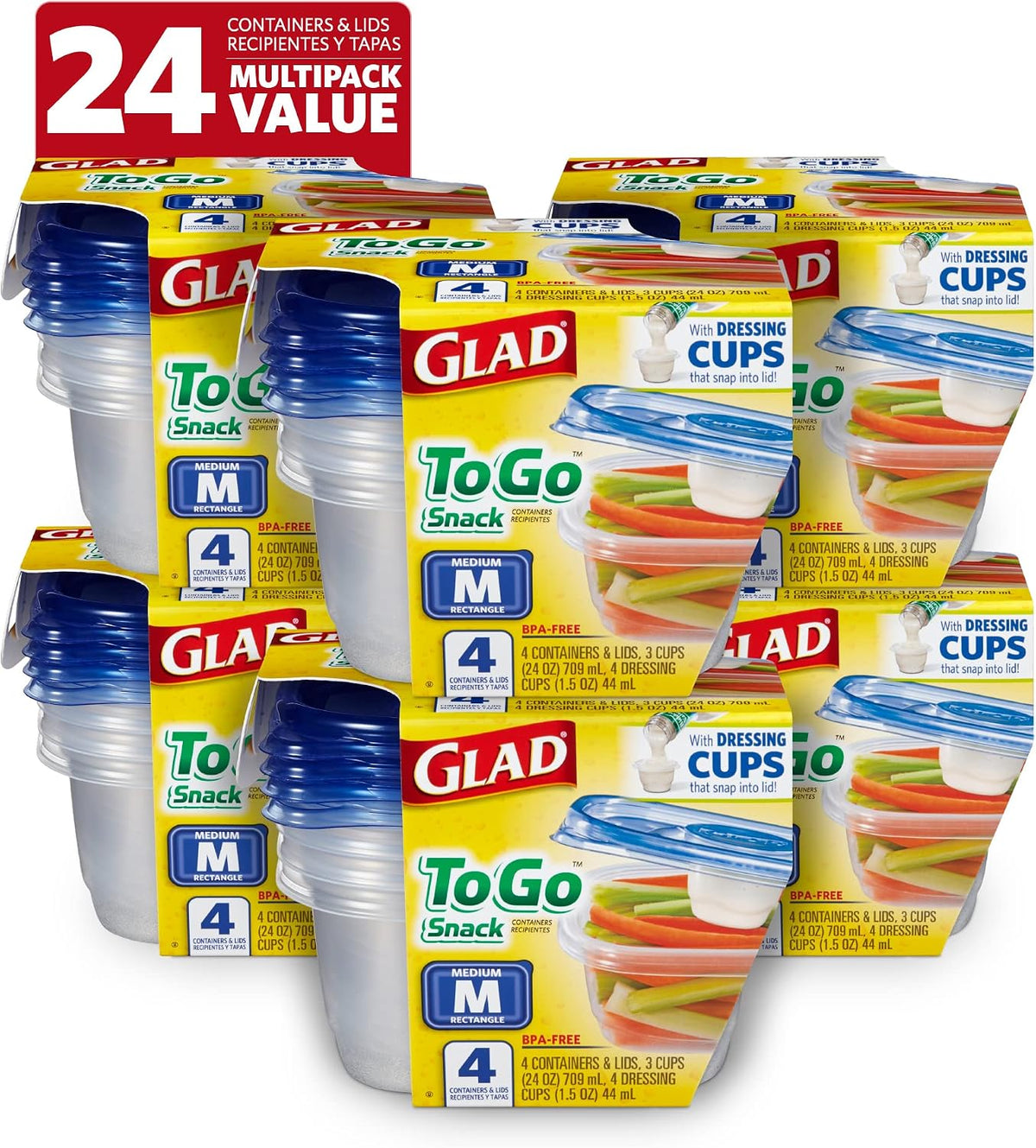 Glad GladWare To-Go Medium Rectangle Snack Containers