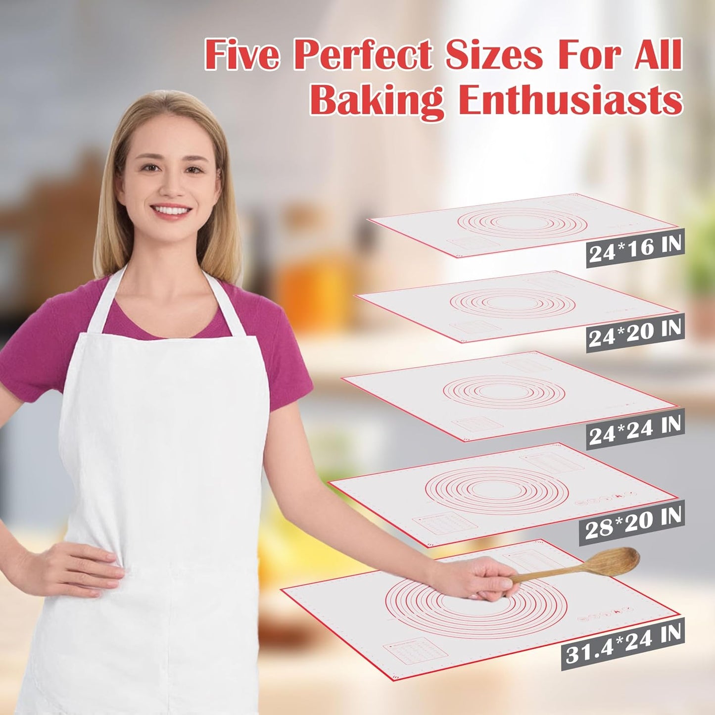 BlueBark 2 PCS - 24"L x 20"W Non-stick Silicone Baking Mat for Pastry &amp; Dough, Sourdough Bread Making Tools, Kitchen Counter, Cooking Enthusiasts