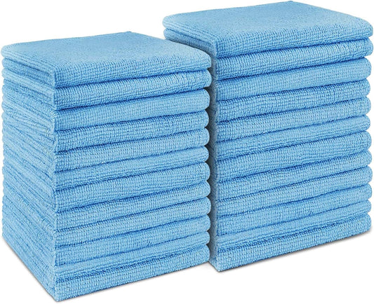 AIDEA Blue Microfiber Cleaning Cloth 24PK, Soft Absorbent Cleaning Rags, Lint Free Cloth for House, Kitchen, Car, Window,