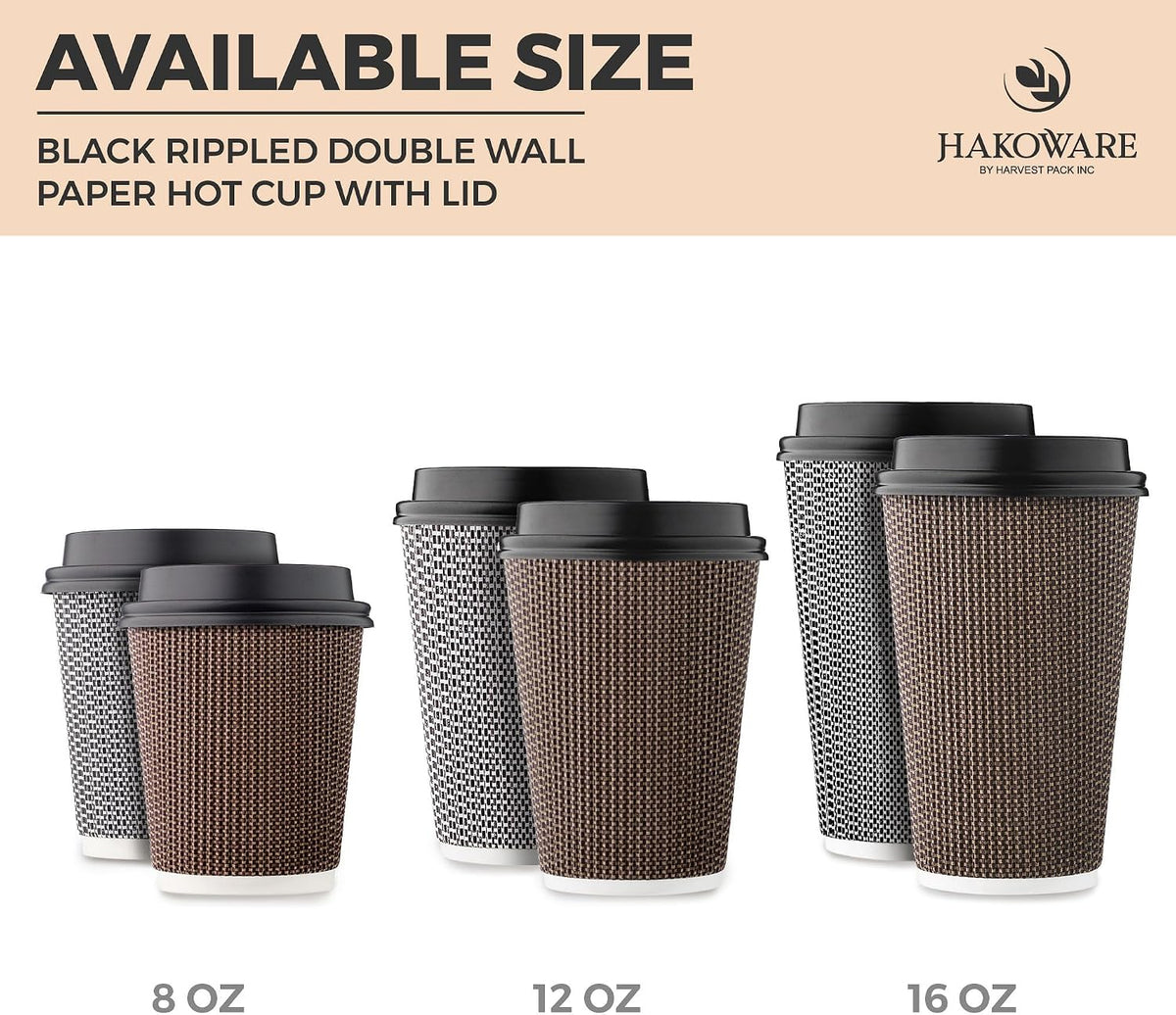 16 oz Disposable Paper Coffee Cups with Lids Insulated Double-Walled Togo