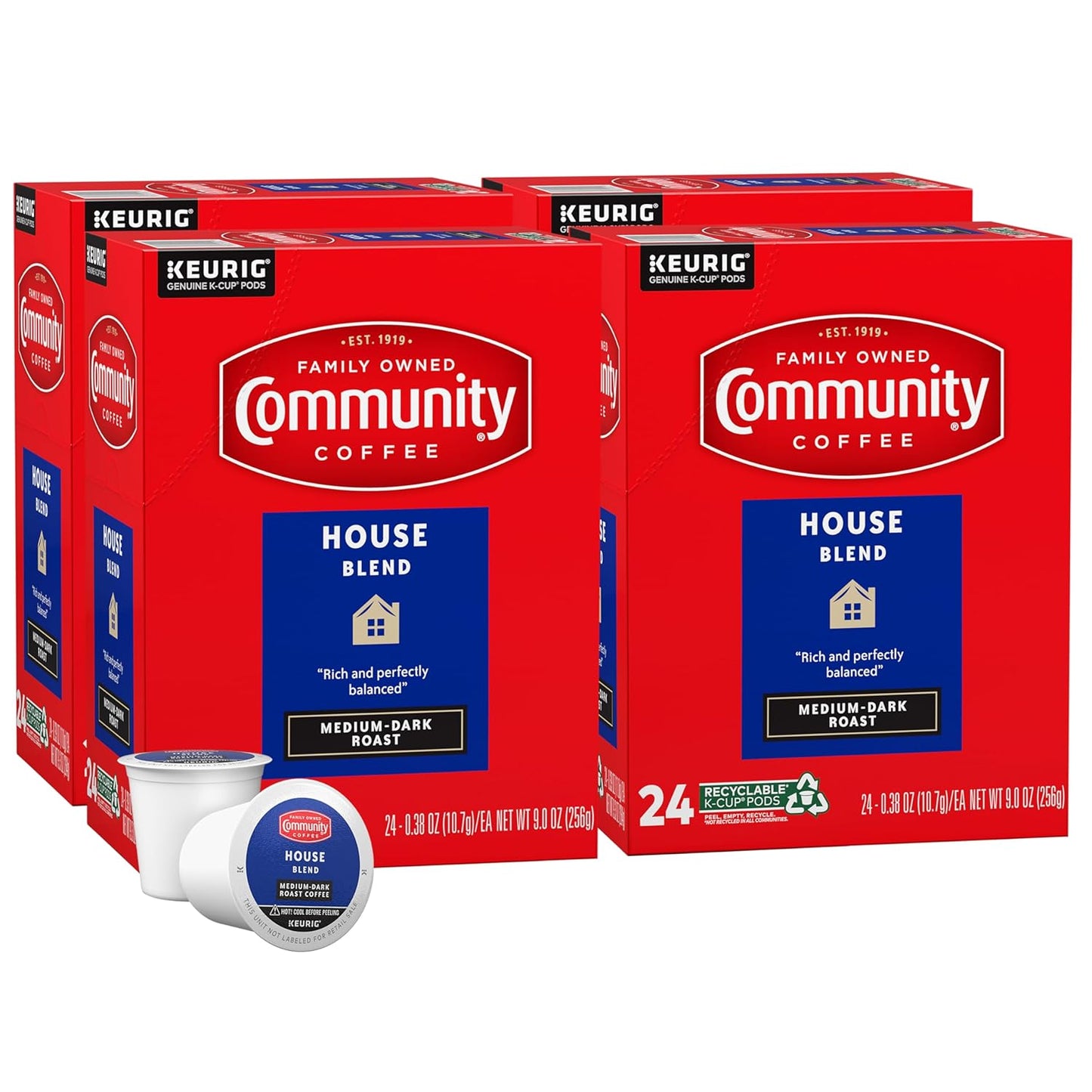 Community Coffee House Blend 96 Count Coffee Pods, Medium Dark Roast, Compatible with Keurig 2.0 K-C