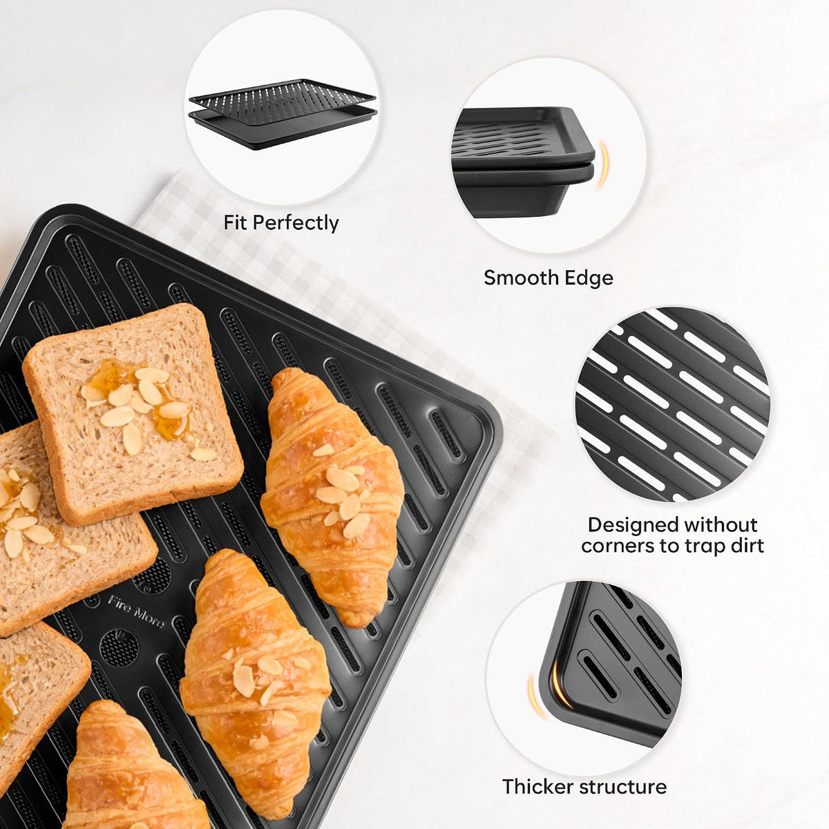Nonstick Baking Sheet Set with Cooling Rack, 4-Piece Cookie Sheets for Baking, 0.8mm Heavy Duty Carbon Steel Oven Pans, Ceramic Coated Half Sheet, Jelly Roll Pan &amp; Quarter Sheet, PFOA/PTFE Free