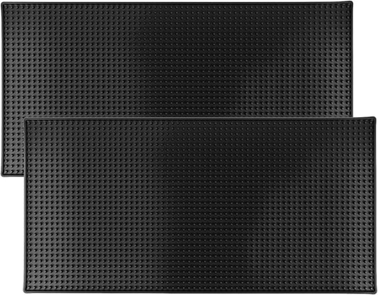 QWORK Rubber Bar Mat, 2 Pack 24" x 12" Heavy-Duty Non-Slip Bar Mat, Extra Large Dish Drying Spill Matting for KTV Bar Glass