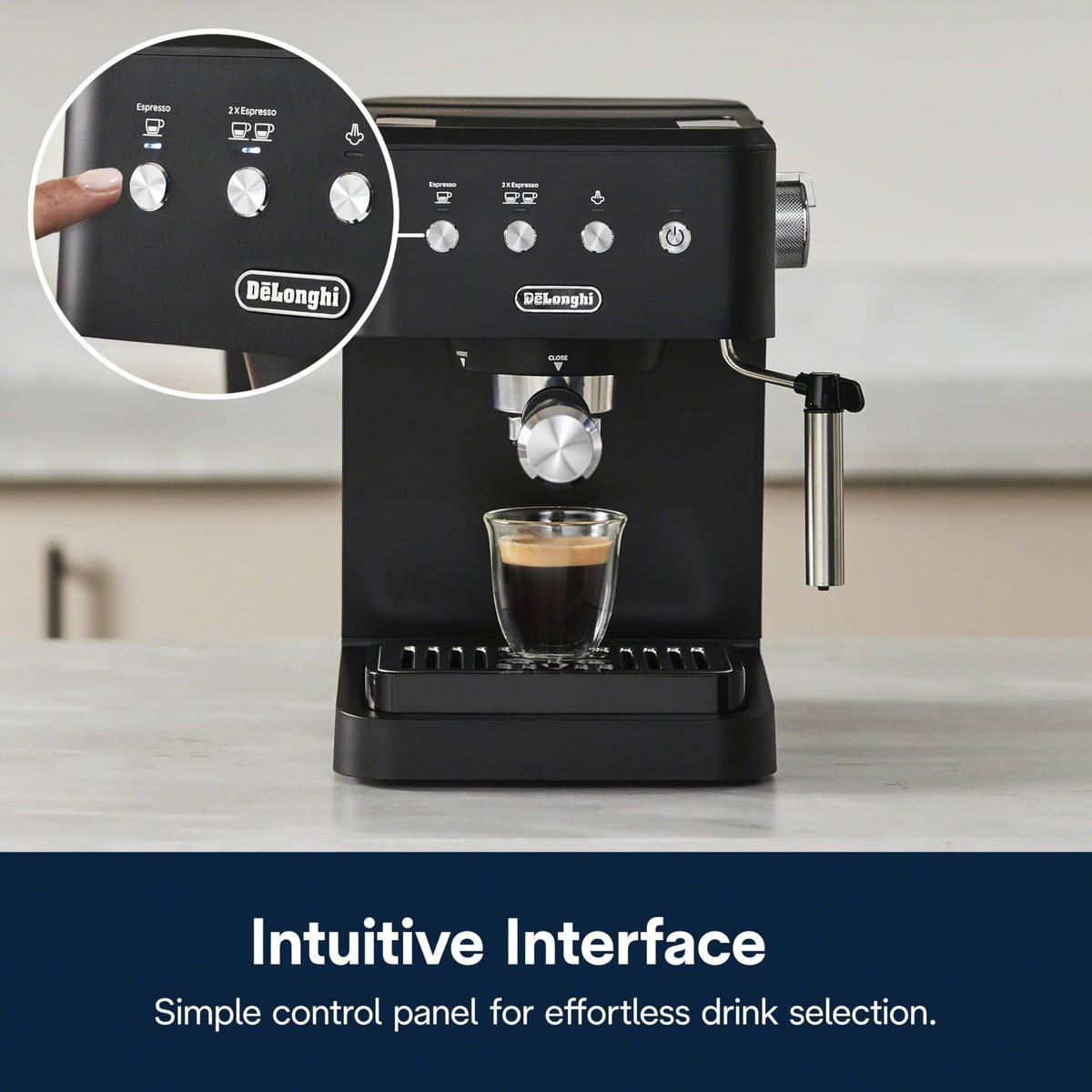 De'Longhi De’Longhi Classic Matte Black Espresso Machine, Easy-to-Use Milk Frother