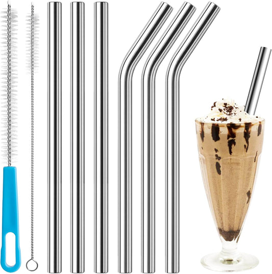 Metal Smoothie Straws Reusable, 0.4'' Extra Wide Stainless Steel Drinking Straws for Milkshake, Smoothie, Thick Beverages,