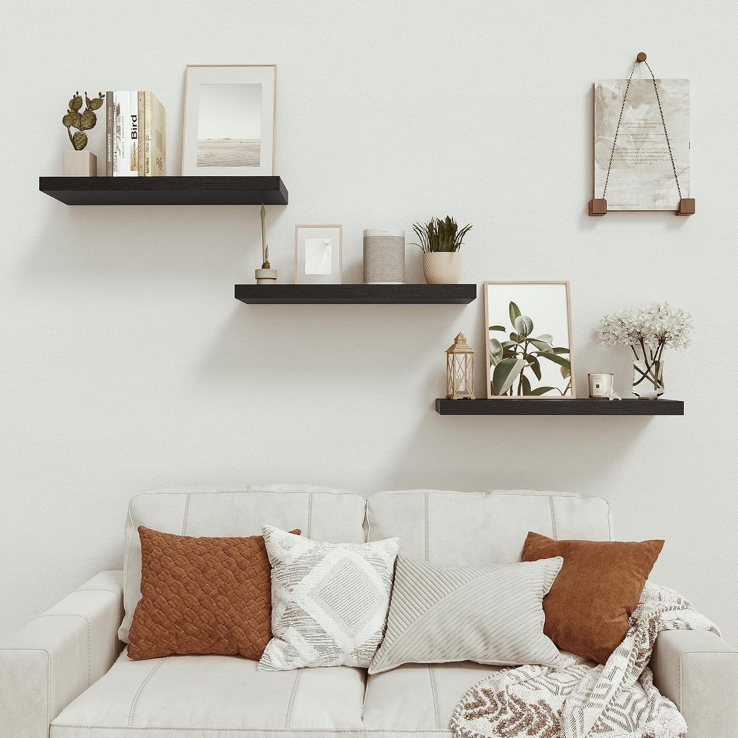 Vivelove Deep Floating Shelves for Wall 24 inches Long Set of 2, Black