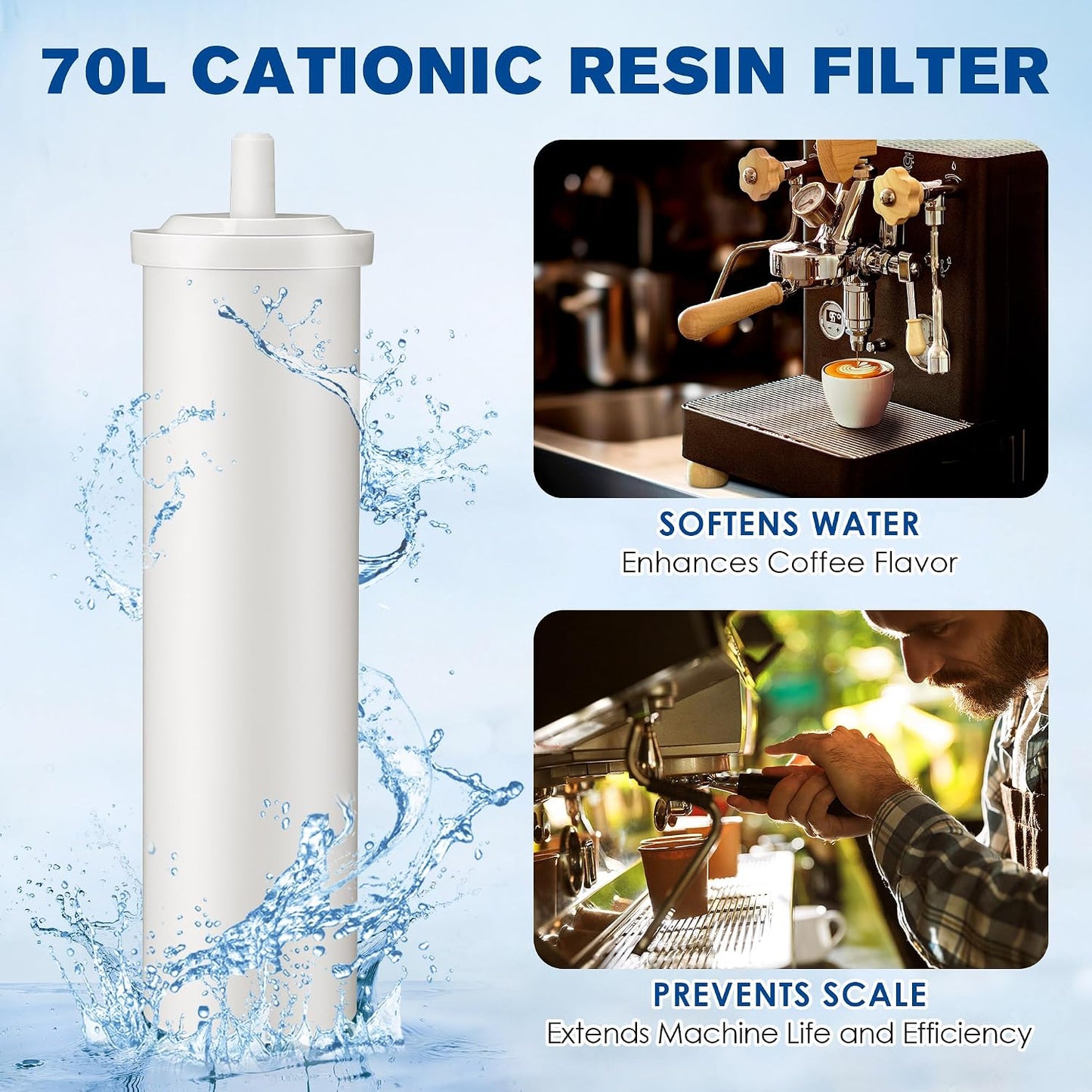 Qualirey 1 Pack 70L Cationic Resin Filter Compatible with LELIT PLA930M