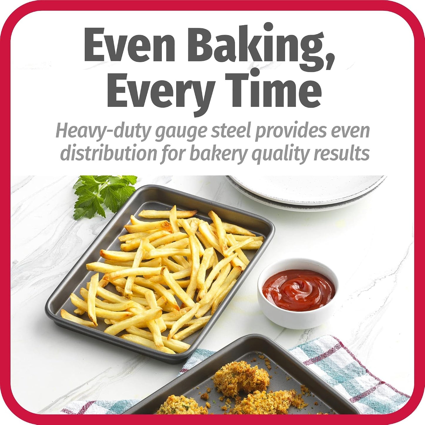 GoodCook Set of 2 Nonstick Steel 9" x 6" Toaster Oven Mini Baking Sheets with Racks, Gray