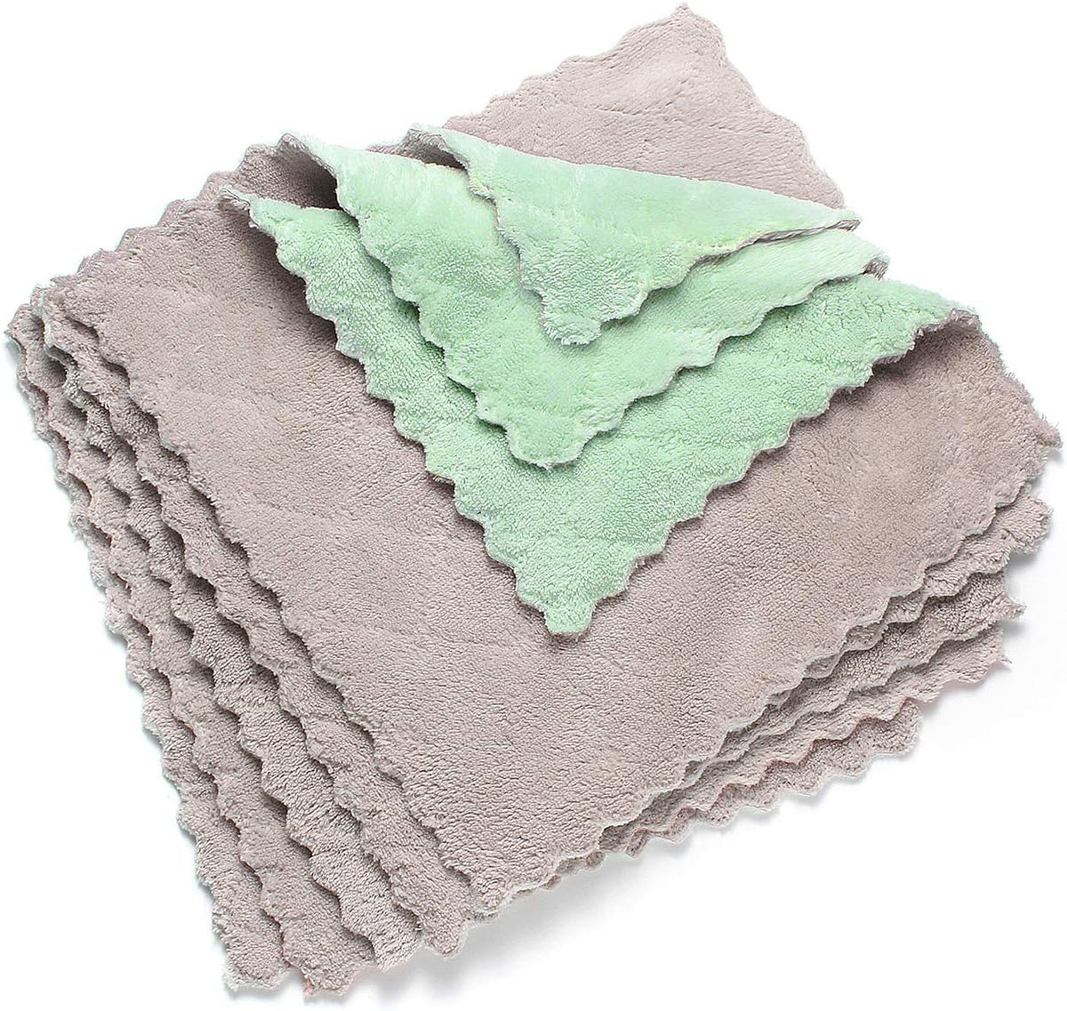 kimteny Microfiber Dish Cloths for Washing Dishes 5 Pack, Green-Grey