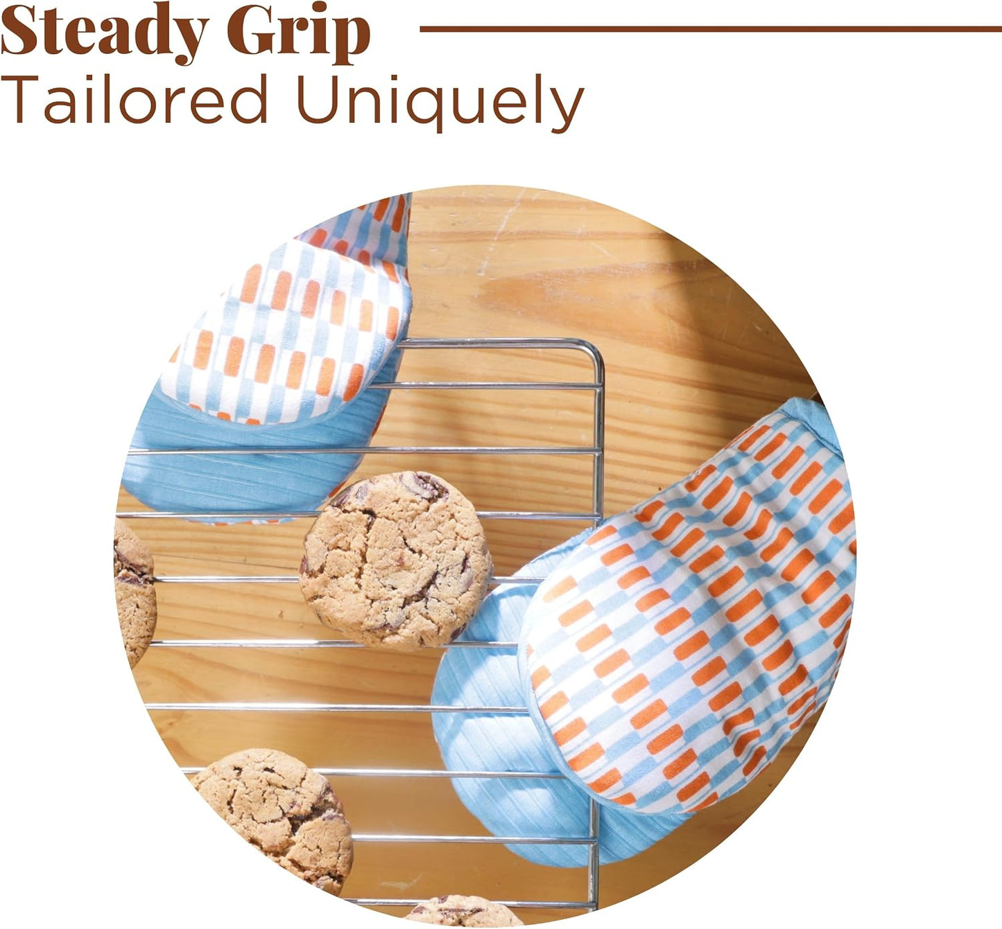 Folkulture Fall Oven Mitts, Orange, Set of 2, Heat Resistant - (5.75"x9") | 100% Cotton, Non Slip, Heat Resistant, Silicone, Cute Striped Mini Mits with Hanging Loop, Fall Kitchen Décor, Cooking Gifts