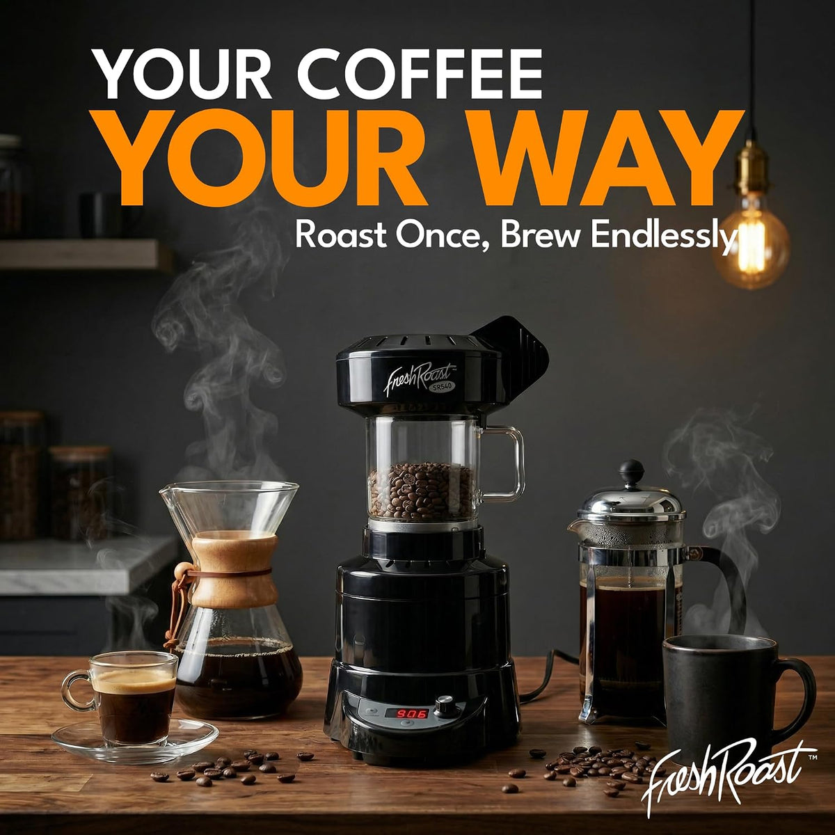 SR540 Automatic Coffee Bean Roaster | Roast Coffee At Home | Variable Heat Settings | Convection Fan Control | Digital Status Display | Speed Roasting System | The Freshest Roast On Earth
