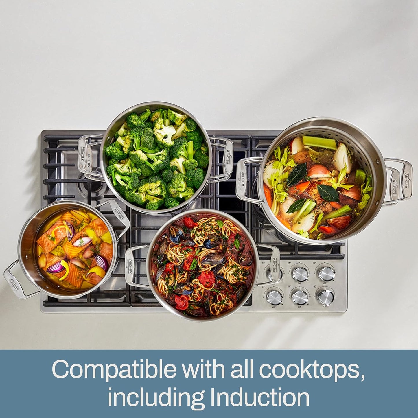 All-Clad Simply Strain Stainless Steel Multipot with Straining Lid, 6-Quart, Induction, Oven Broiler Safe 600F, Strainer