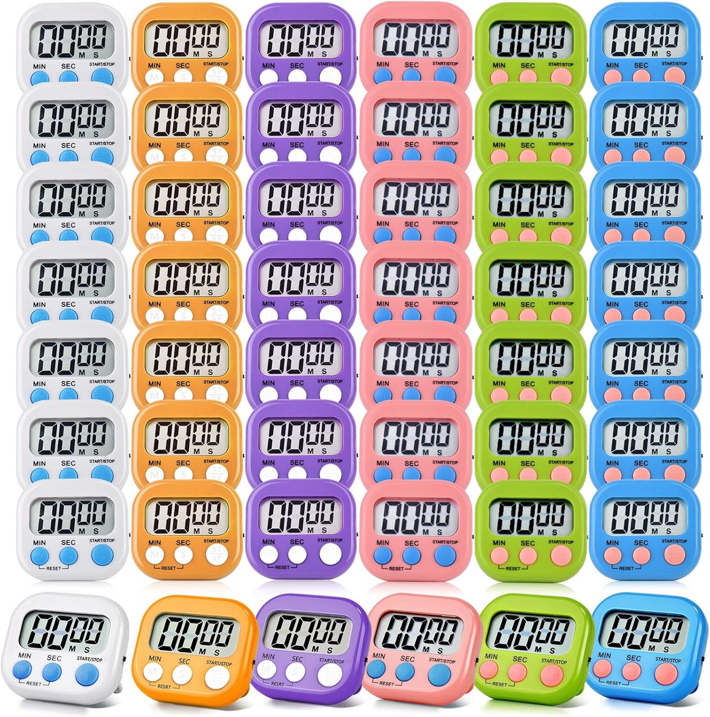 48 Pack Digital Kitchen Timer Magnetic Digital Timer with Big Display Loud Ring Cooking Timers for K