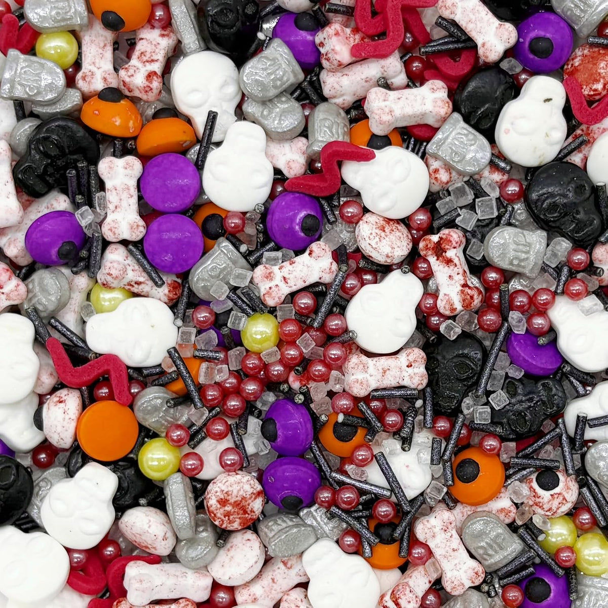 Dynastang Gravestones &amp; Skulls &amp; Mixed Eyes Sprinkles Halloween Edible Eyes Cake Decoration Cupcake Toppers Cookie Decorating Perfect for Cakes, Cupcakes, Desserts Toppings 3OZ