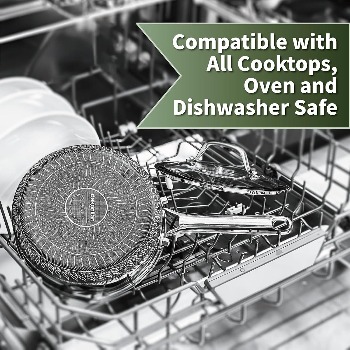 Hybrid Nonstick 2 QT Saucepan with Lid, Stainless Steel Honeycomb Pot with Two Pour Spouts,Compatible with All Cooktops,Dishwasher and Oven Safe
