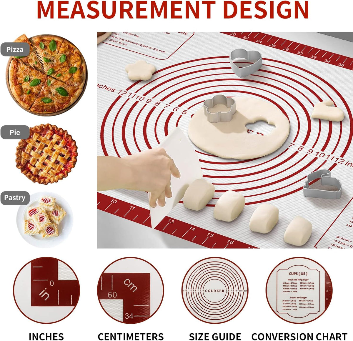 Non Stick Pastry Mat for Rolling Dough Fondant Pie Crust