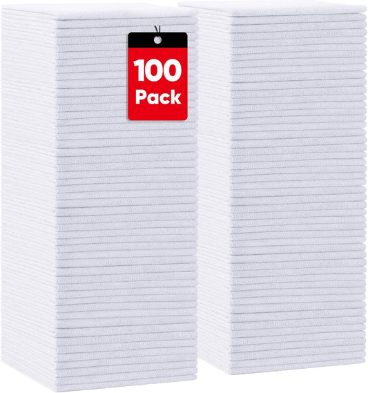 HOMEXCEL White Shop Towels 100 Pack, Reusable Microfiber Towels for Cars, Bulk Multipurpose Microfiber Cleaning Cloths, Lint
