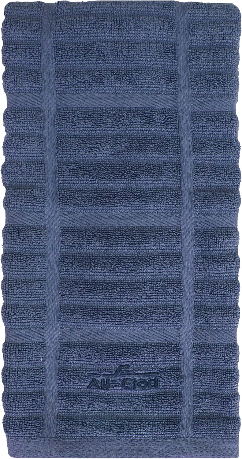 All-Clad Solid Kitchen Towel: Highly Absorbent, Super Soft Long Lasting - 100% Cotton, 17"x30" Tea Towel for Cleaning &amp; Drying Dishes, Pans, Glassware, or Countertops, (1-Pack), Indigo