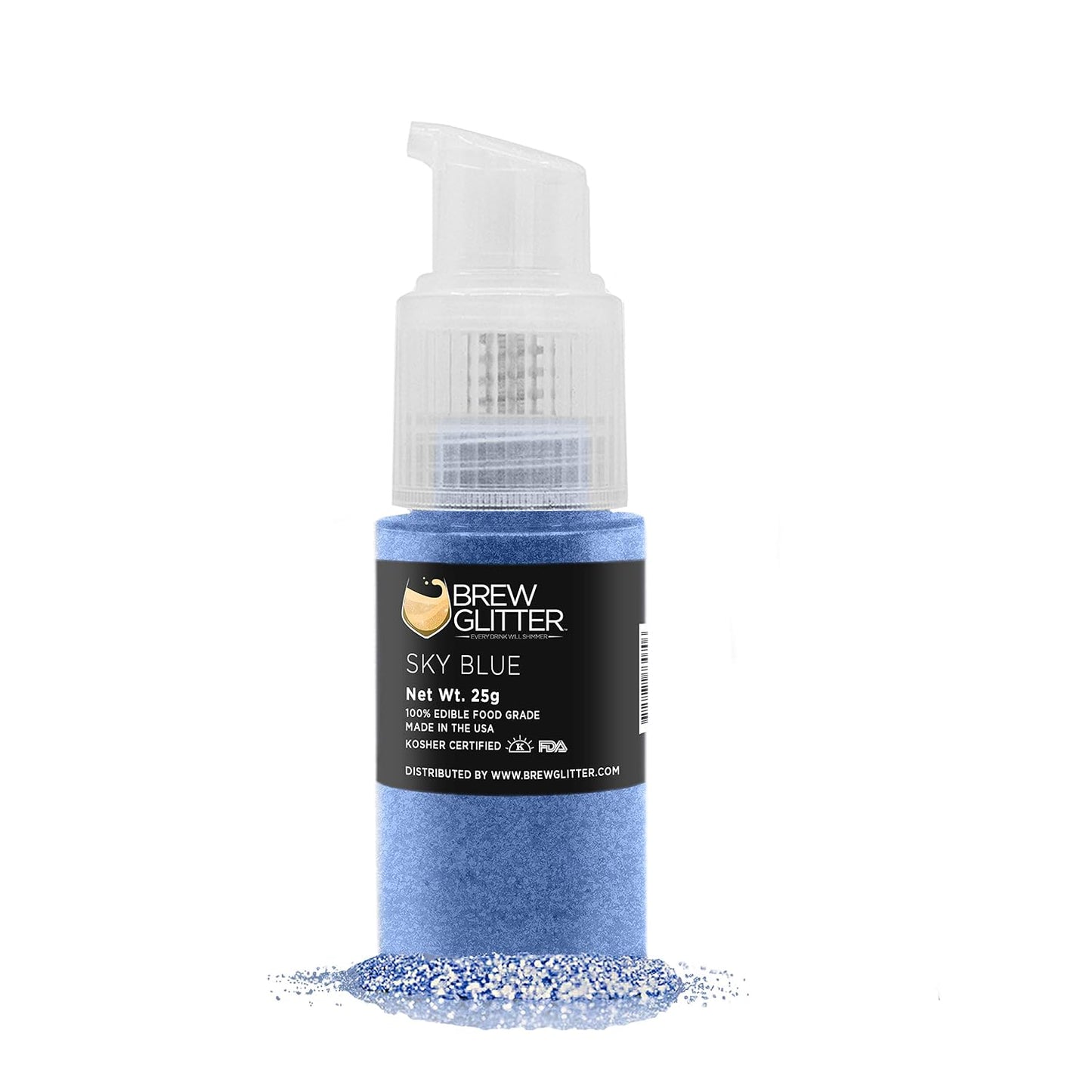 Brew Glitter Edible Drink Glitter Pump 1x 25g for Cocktails, Beer, &amp; Beverages (Sky Blue)