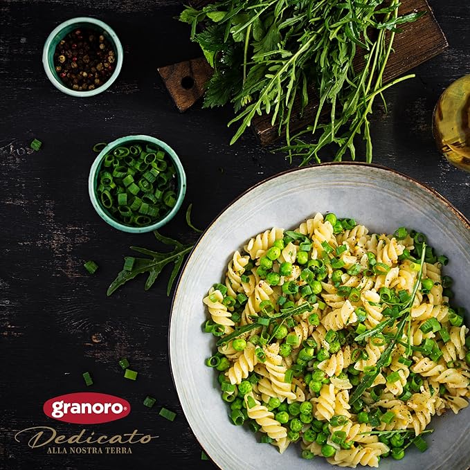 Granoro Dedicato Fusilli #100 - Authentic Italian Pasta, Made from 100% Puglia Durum Wheat Semolina, Non-GMO, Vegan, 1 lb Bags (Pack of 2)