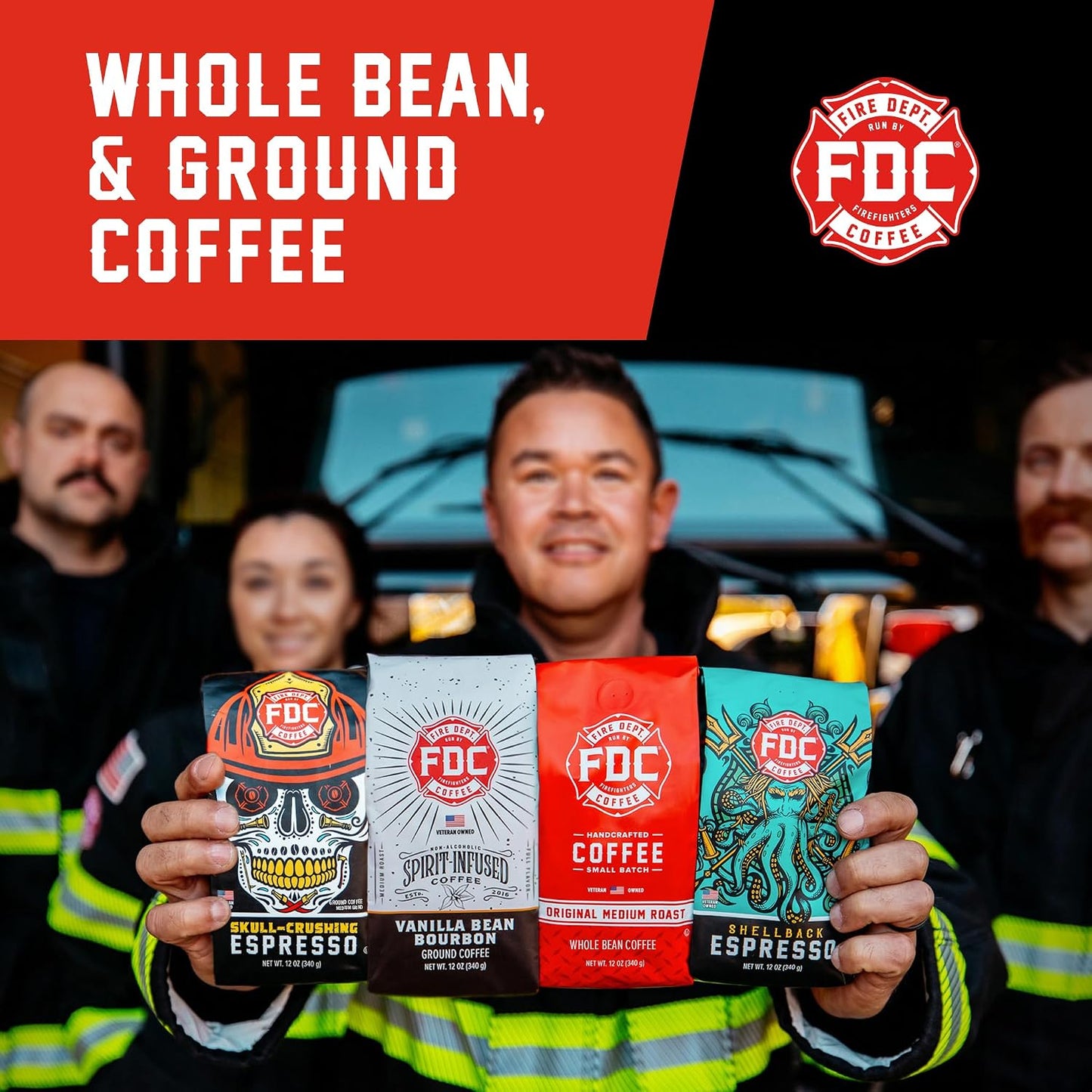 Fire Department Coffee Irish Whiskey Infused Coffee Beans - 12 oz | Gives Back to Firefighters - Medium Roast - Non-Alcoholic - Roasted in the USA - Whole Bean - Veteran Owned