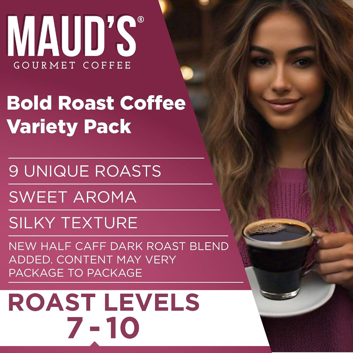Maud's Bold Dark Roast Coffee Pods Variety Pack, 40ct, 9 Assorted Flavors
