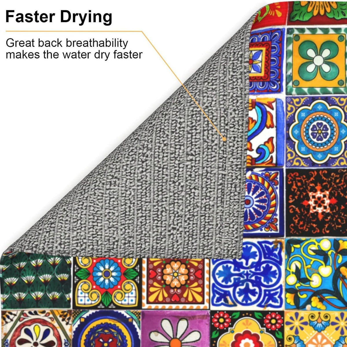 Bohemian Chic Floral Dish Drying Mat, Kitchen Counter Pad, 16*18" | CVFGHJOKC Dish Drying Mat, Highly Absorbent Microfiber Kitchen Counter Pad Reusable Washable, 16*18"