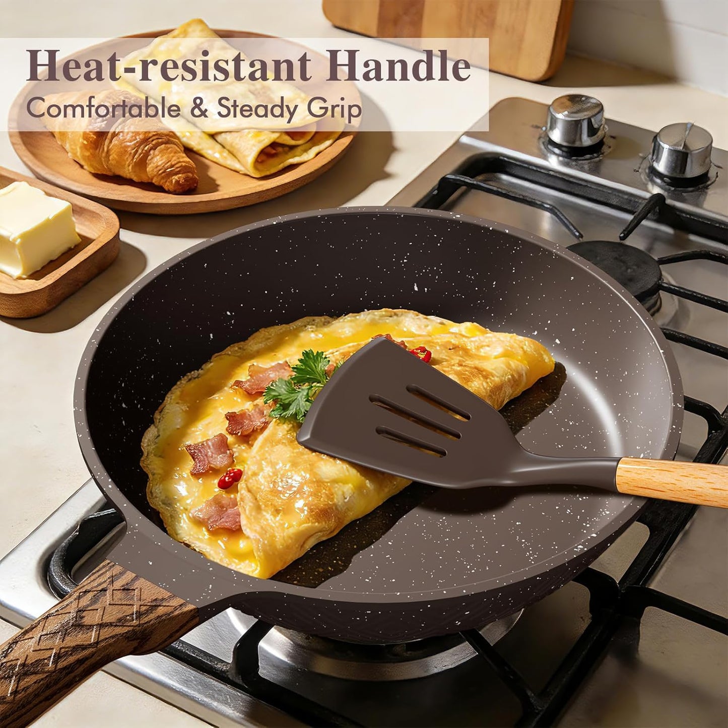 Umite Chef 26PCS Pots and Pans Set Non Stick, Nonstick Cookware Sets, Induction Cook Ware, Includes Steamer & Silicone U