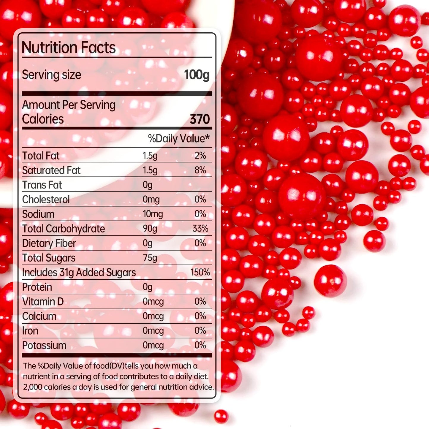 Red Pearl Sugar Sprinkles for Cake Decorating, 150g/5.29oz Mix Size, Edible Candy Pearls Cupcake Toppers, Baking Edible Cake Decorations for Holiday Wedding Party Birthday