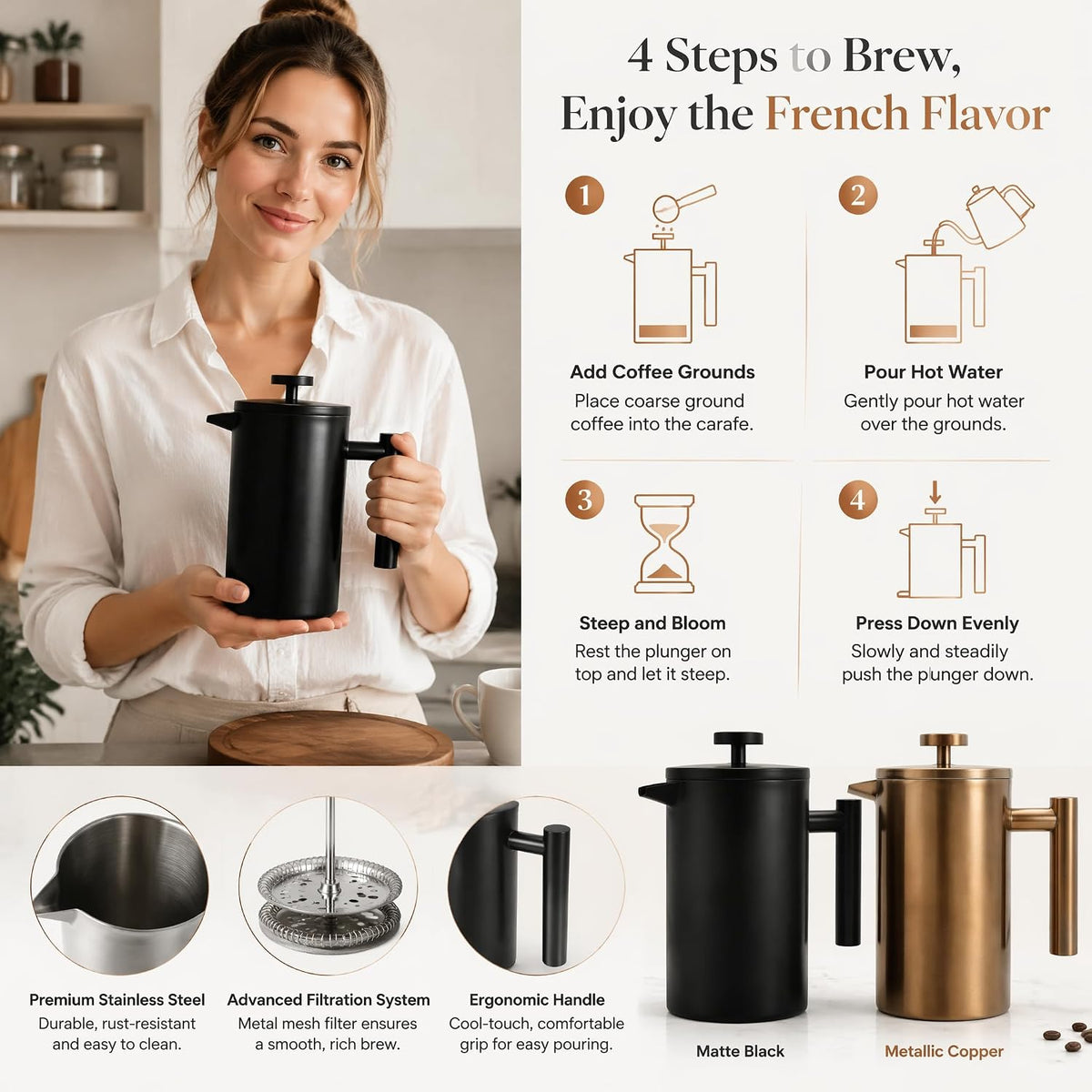 YJX 34oz Black Coffee Maker