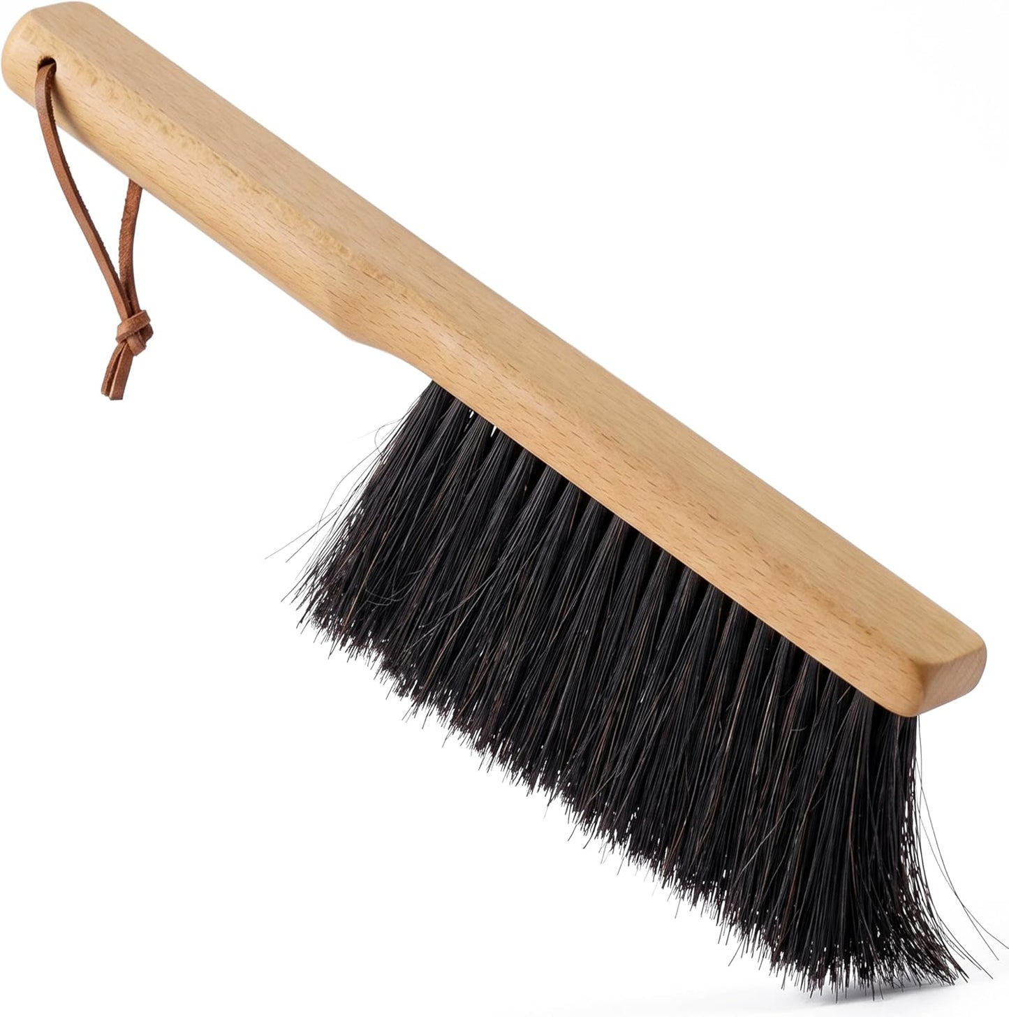 TAKAVU Firm Horsehair Counter Brush, 12.6 in Hand Brush with Wood Handle