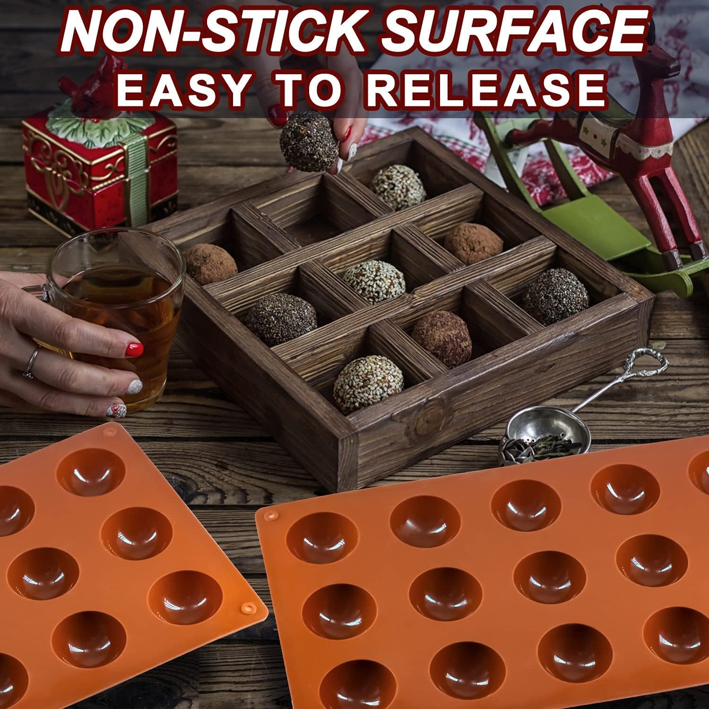 Semi Circular Silicone Molds, Non-Stick Silicone Chocolate Molds,3 Packs Baking Molds for Making Chocolate, Cake, Jelly, Desert, Biscuit, Dome Mousse (6 Cups, 15 Cups and 24 Cups)