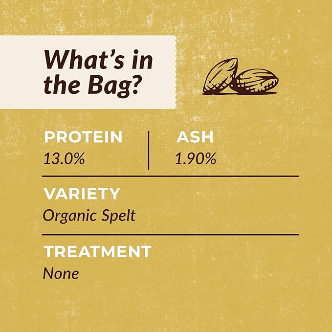 100% Organic Whole Spelt Flour - 25 lbs