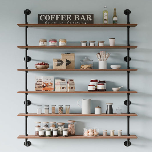 48 InchPipe Bookshelf Floating Shelves for Wall Shelves Bookshelf Industrial Pipe Shelving Shelves Real Wood Planks Rustic