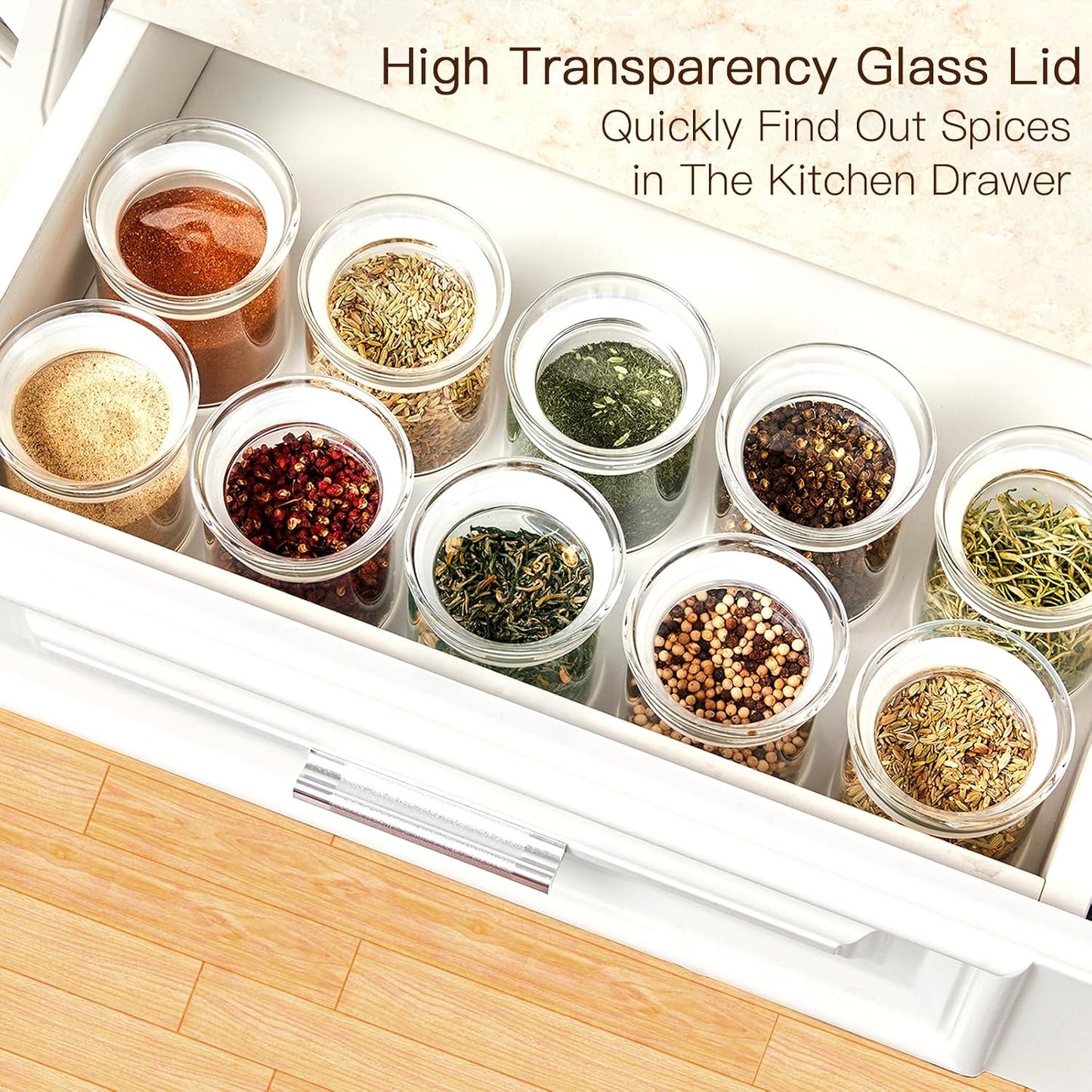 ZENS 10oz Glass Jars with Airtight Lid, 4 Pack Glass Kitchen Canisters Set for Spice, Loose Tea, Small Clear Glass Storage Jars with Labels for Herbs, Sugar | Borosilicate Clear Glass Canisters Set for Spice, Small Tea Jars for loose Tea with Labels for H