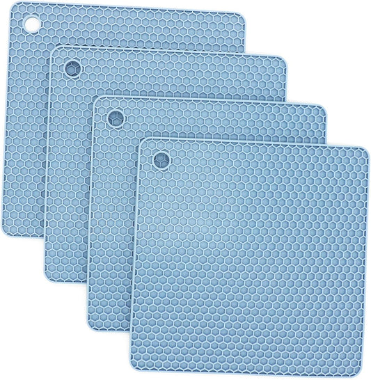 Silicone Trivets Mats, Hot Pads for Pot Holder, Square Trivets for Dishes, Pots and Pans, Multi-Purpose Kitchen Counter