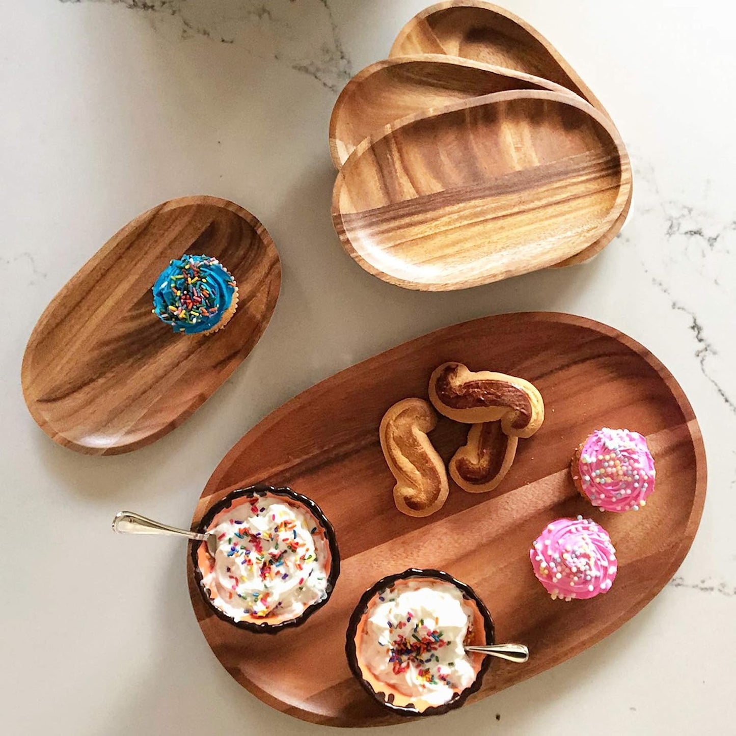 Woodard &amp; Charles Acacia Wood XL Oval Serving Tray, 12" x 18", 12 Pack | Serve Charcuterie, Cheese, Tapas, Sushi, Crudites, Appetizers, and More. For Home Entertaining, Parties, Events, and Catering
