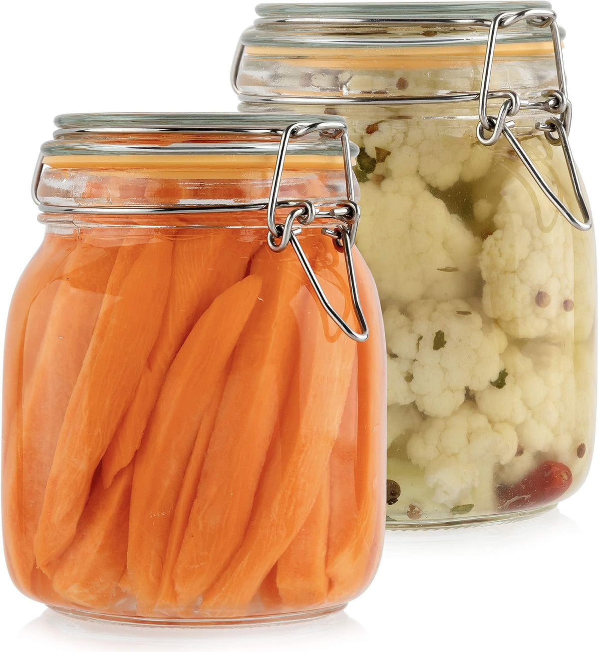 Glass Jars with Airtight Lids 32 oz [Set of 2]