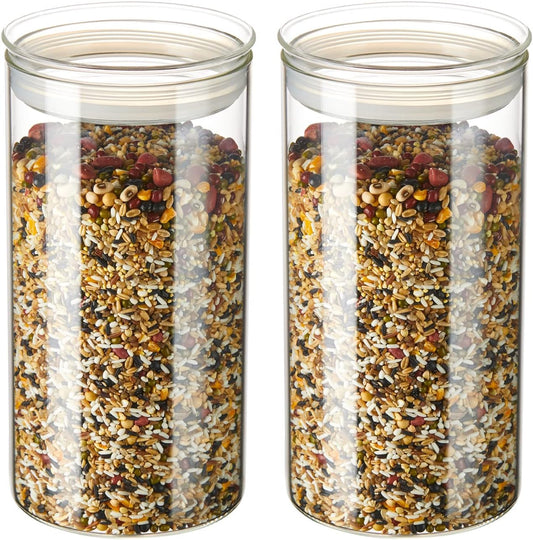 ZENS 74 fl.oz Glass Storage Containers with Airtight Lids, 2 Set 4.7in Wide Mouth Clear Food Storage Jars for Kithen Pantry